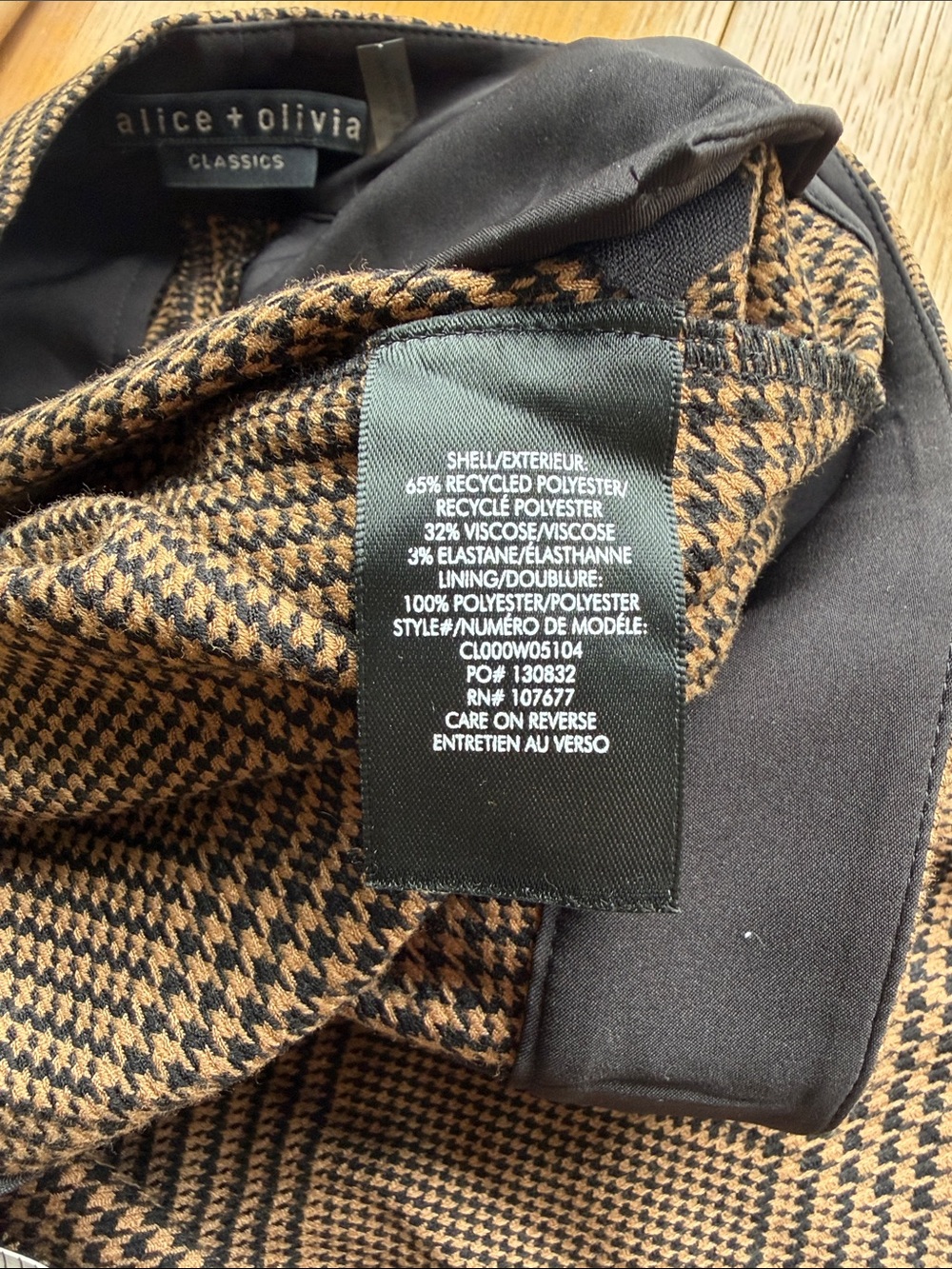 Alice + Olivia Brown Glen Plaid Pants - Picture 7 of 9